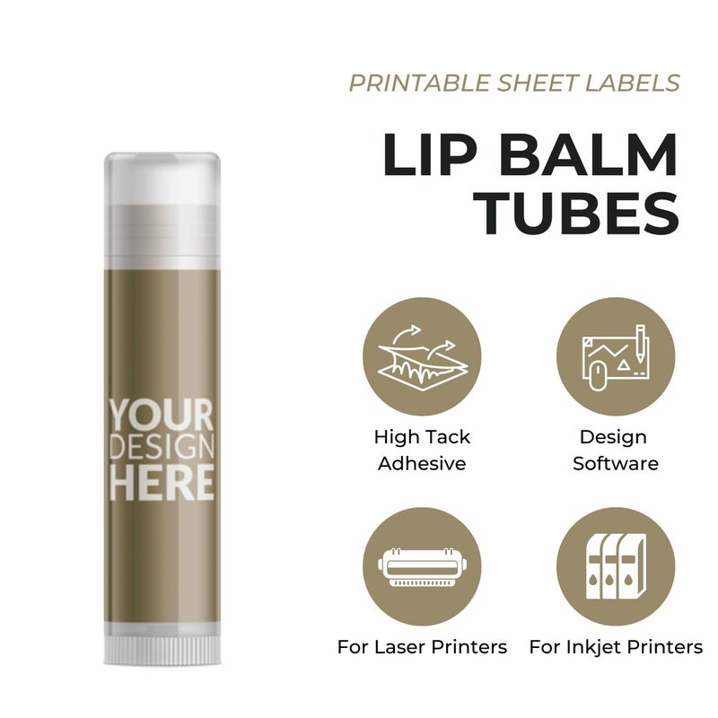 Dashleigh 60 Dashleigh Kraft Lip Balm Labels â€“ Perfect for Lip Gloss & Lip Stain Bottles, Inkjet or Laser Printable, 2 x 2.15 in. - Image 3